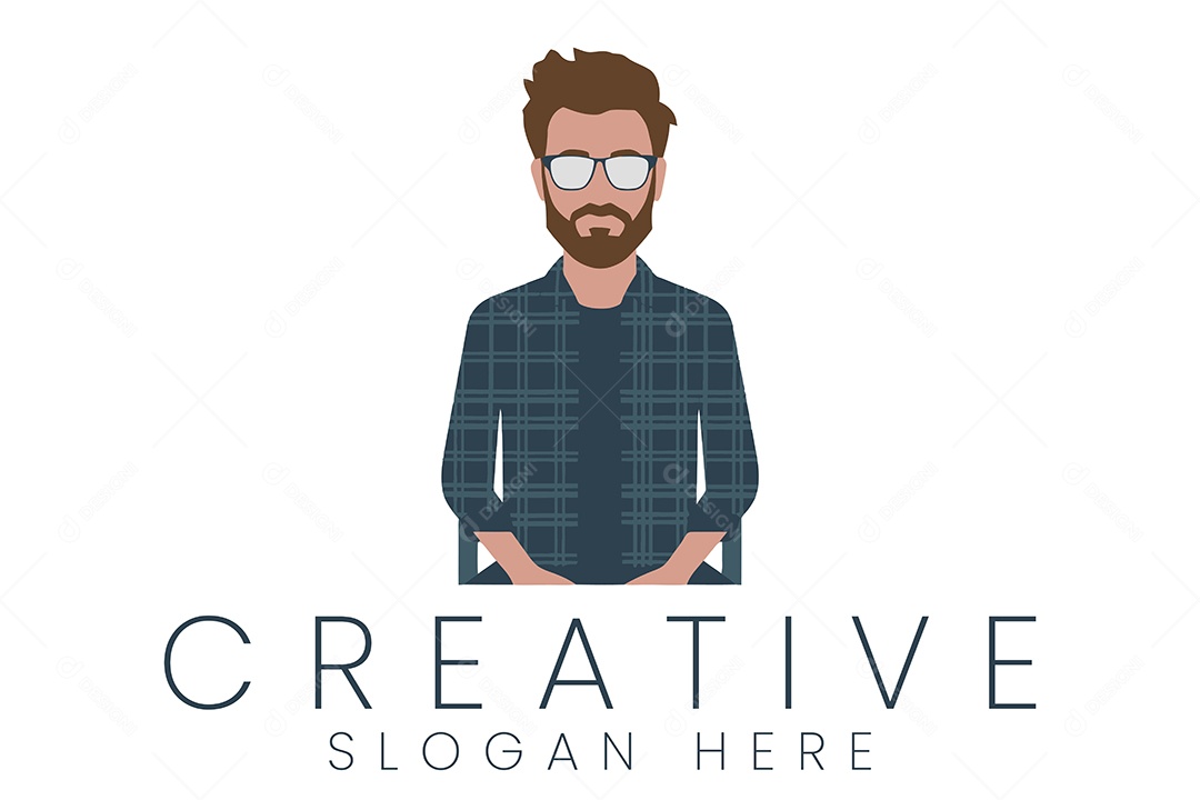 Design de Logotipo Criativo de Homem Barbudo Ilustração Vetor EPS + AI Editável