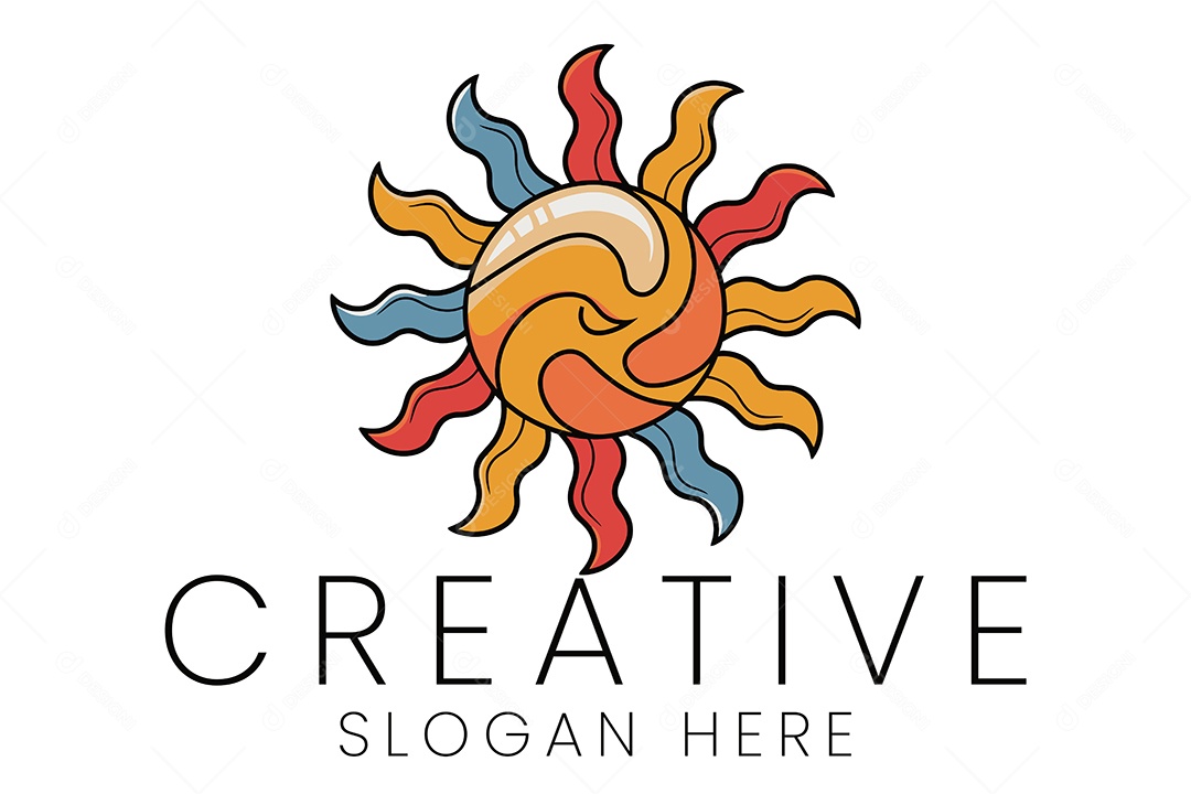 Logo de Empresa Sol Ilustração Vetor EPS + AI Editável