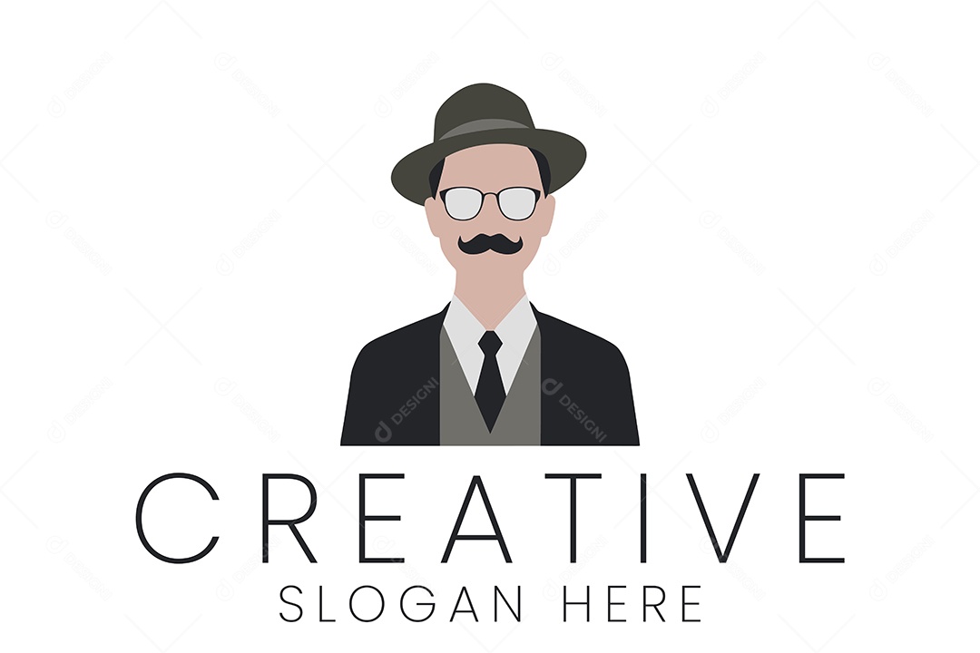 Elegante Cavalheiro Criativo Design de Logotipo Ilustração Vetor EPS + AI Editável