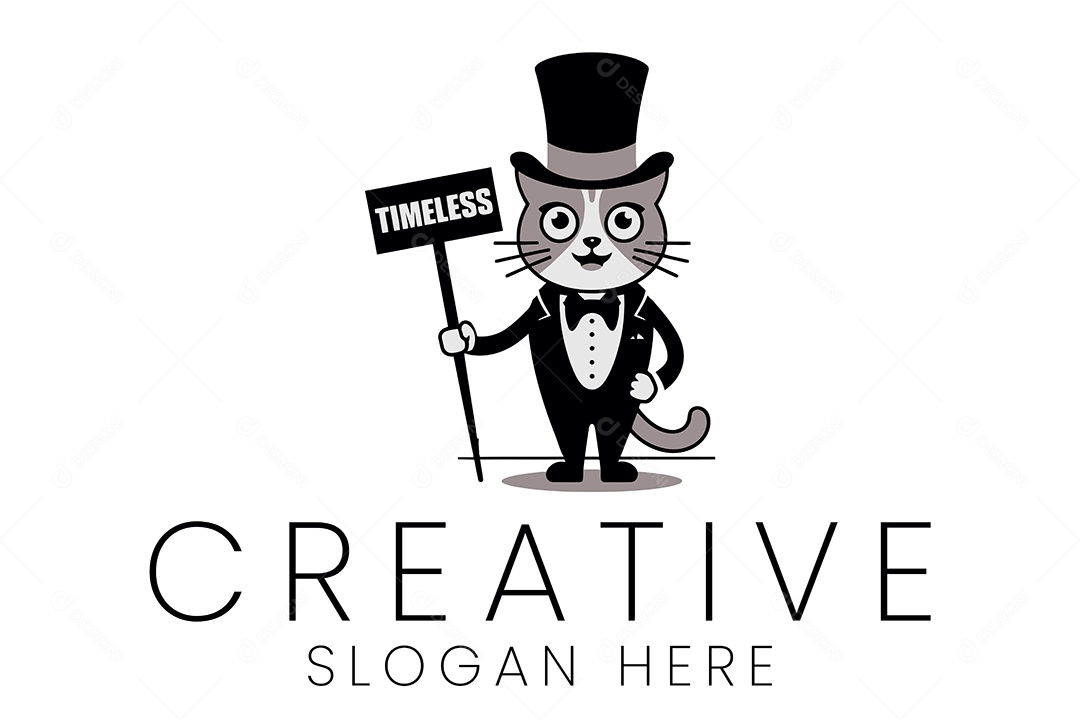 Logo de Animal Gato Ilustração Vetor EPS + AI Editável