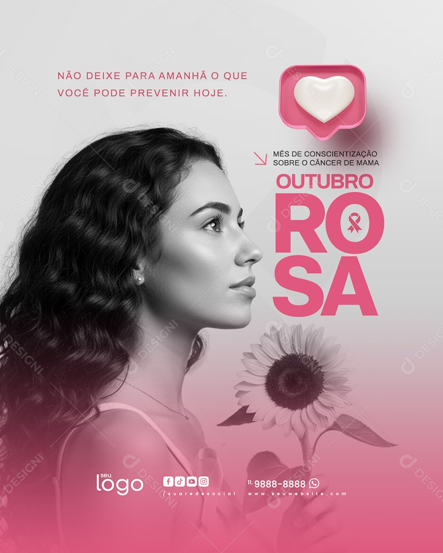 Outubro Rosa Não Deixe para AmanhãSocial Media PSD Editável