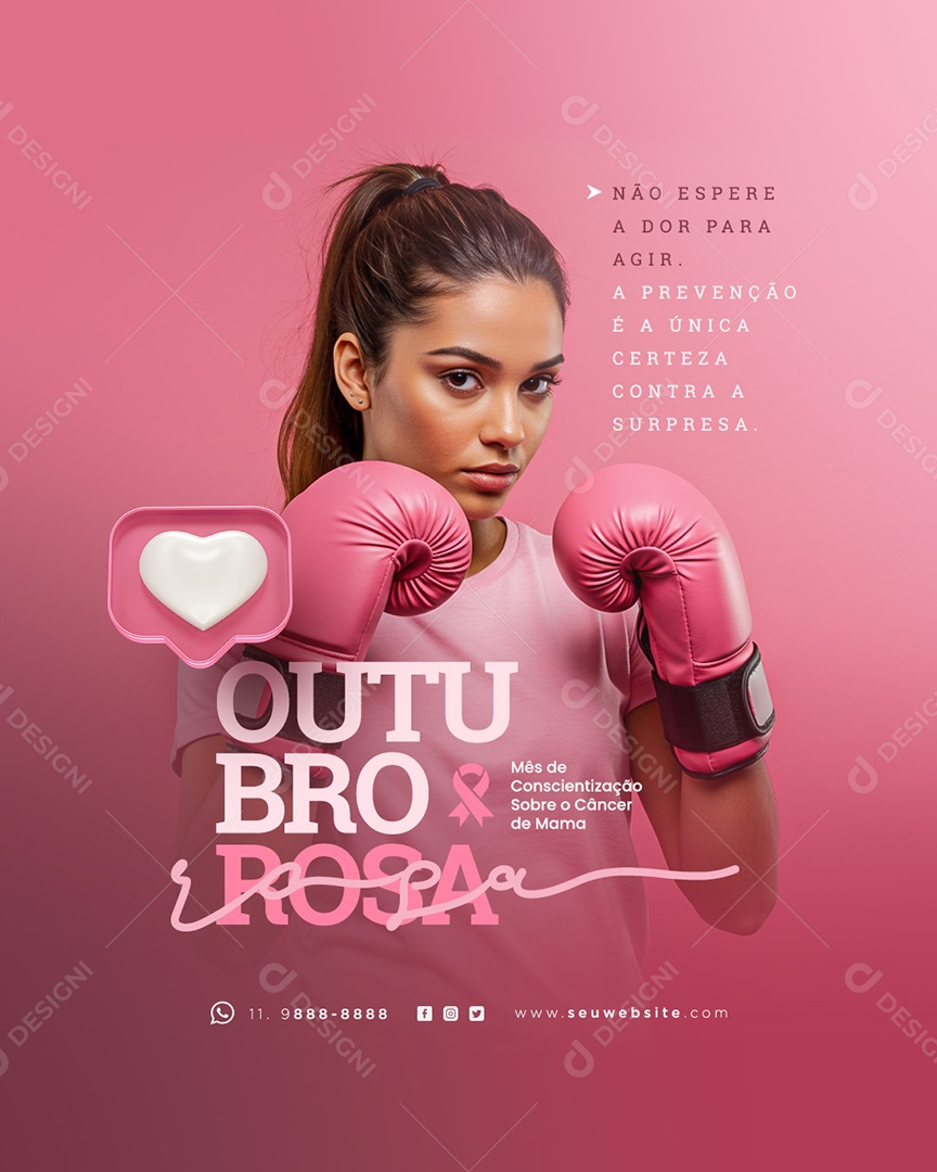 Outubro Rosa Não Espere a Dor Social Media PSD Editável
