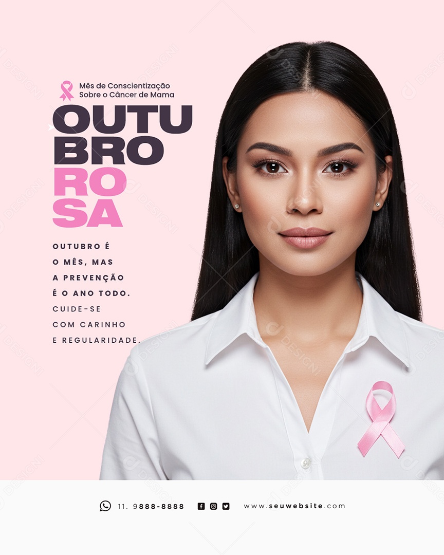 Outubro Rosa Social Prevenção Media PSD Editável