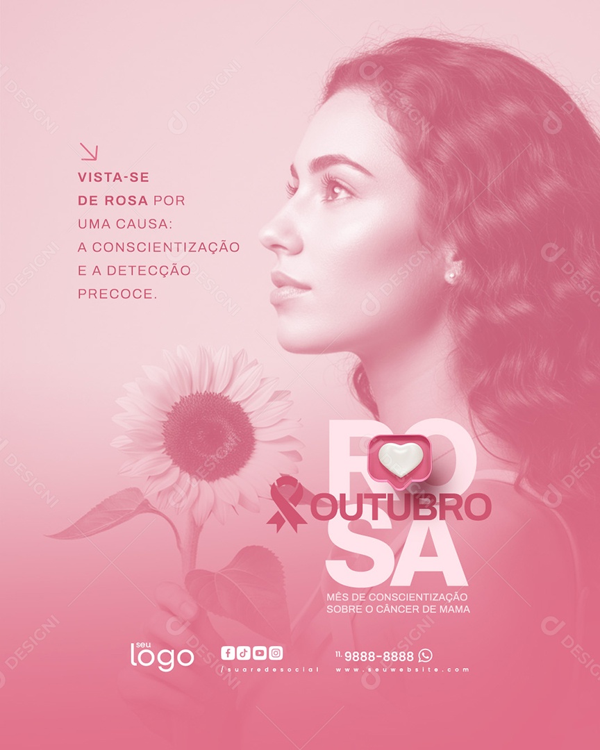 Outubro Rosa Vista-se de Rosa Social Media PSD Editável