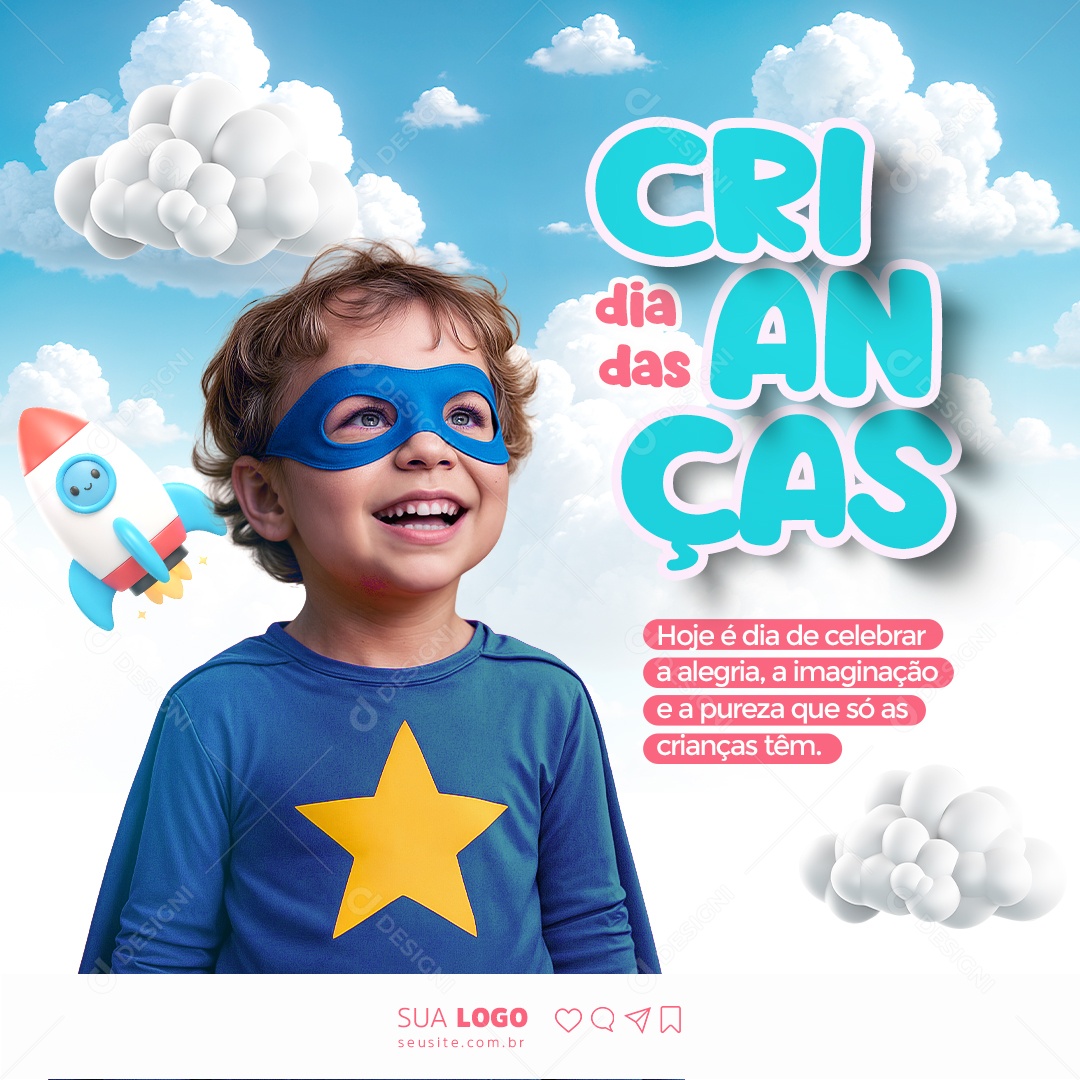 Dia das Crianças 12 de Outubro Hoje é Dia de Celebrar a Alegria Social Media PSD Editável