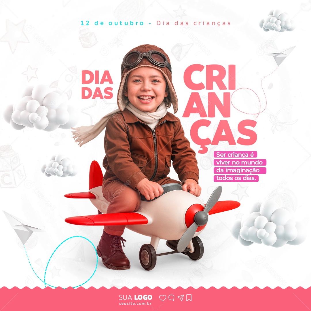 Dia das Crianças 12 de Outubro Ser Criança é Viver no Mundo Social Media PSD Editável