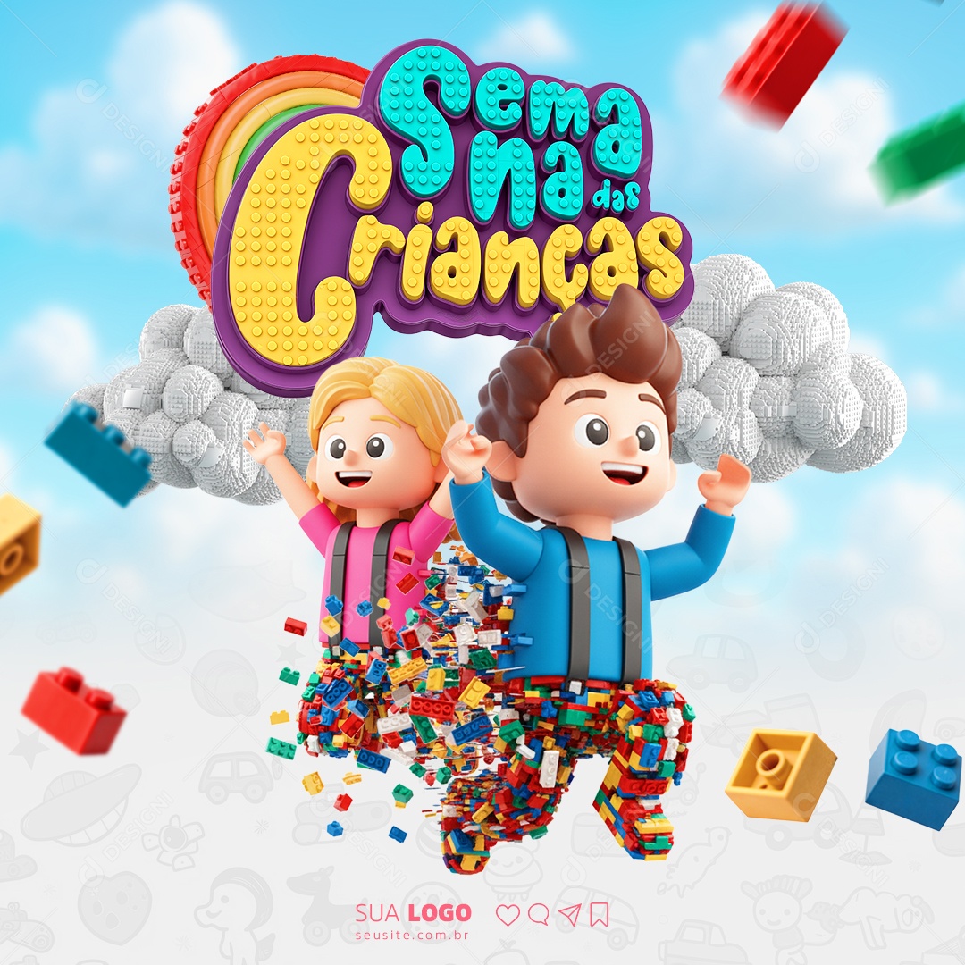 Semana das Crianças Loja de Brinquedos Social Media PSD Editável