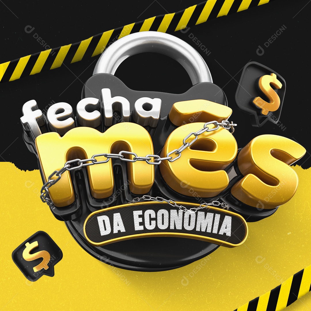 Fecha Mês Selo 3D para Composição PSD