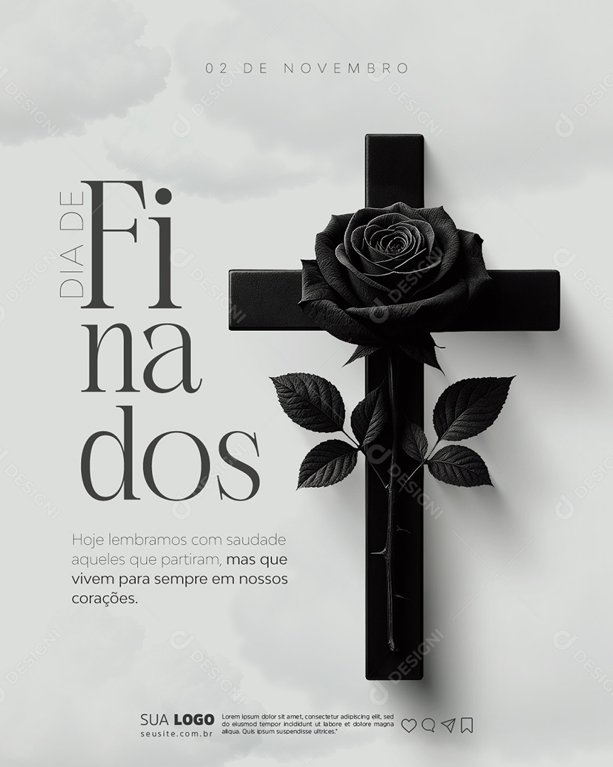 Dia de Finados 02 de Novembro Hoje Celebramos com Saudade Social Media PSD Editável