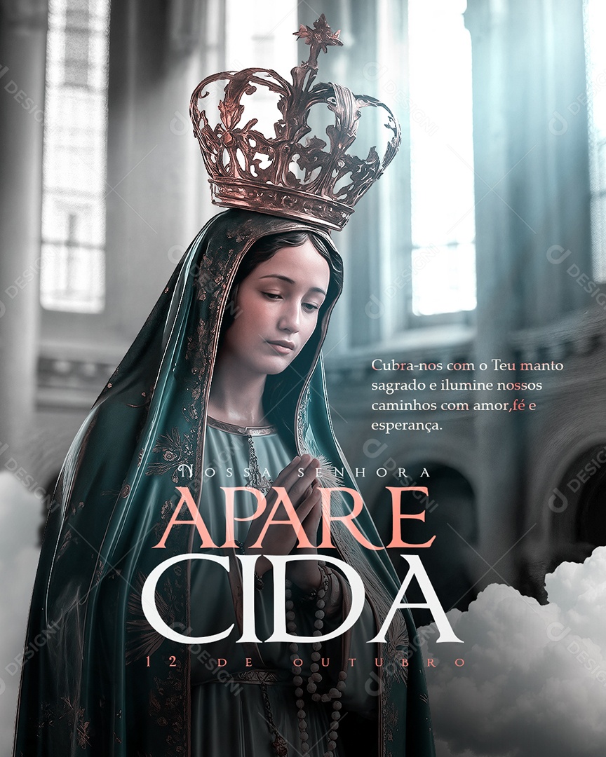 Dia de Nossa Senhora Aparecida 12 de Outubro Cubra-Nos Com o Teu Manto Sagrado Social Media PSD Editável