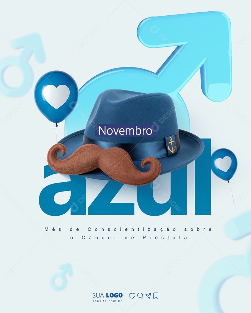 Novembro Azul Mês de Conscientização Sobre o Câncer de Prostata Social Media PSD Editável