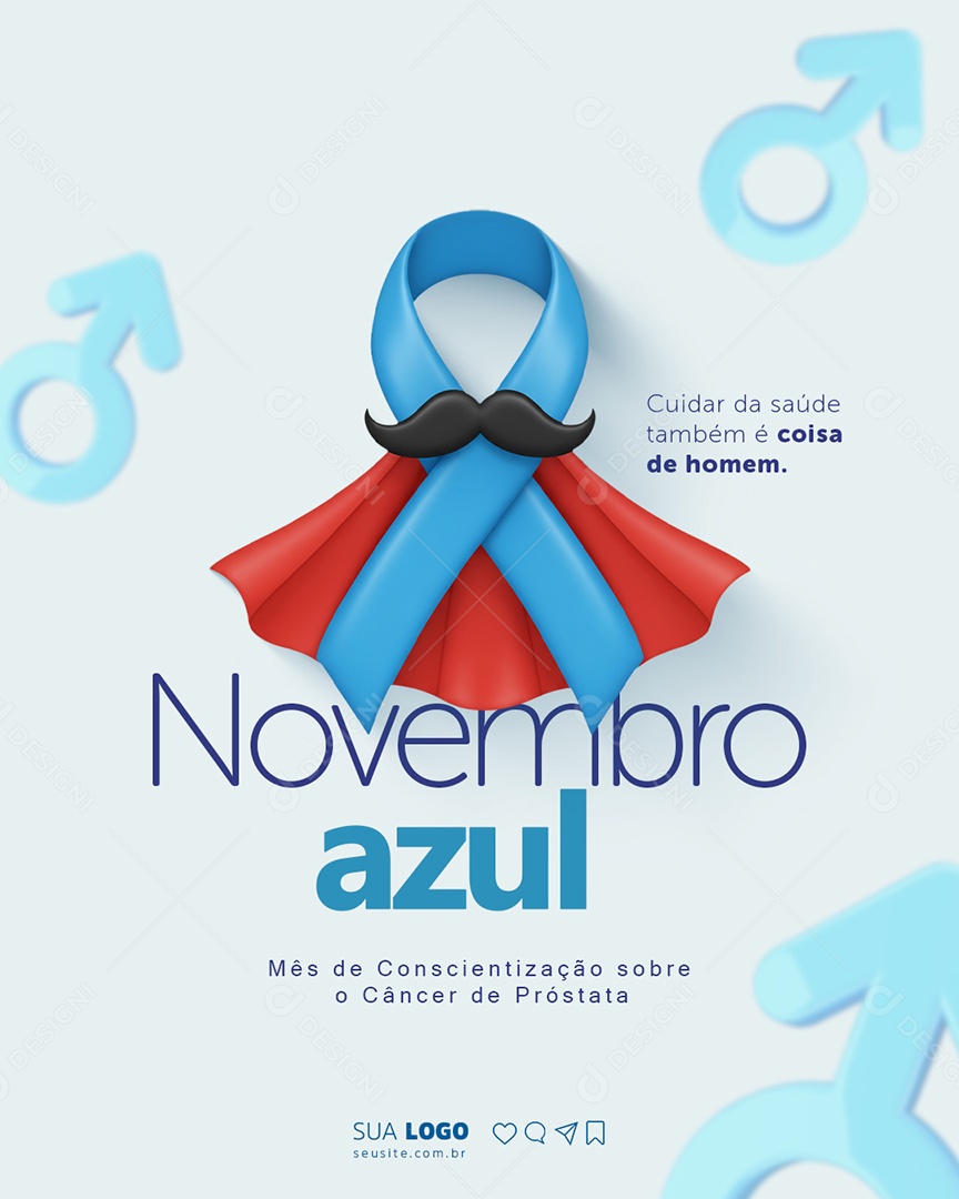 Novembro Azul Mês de Conscientização Sobre o Câncer de Prostata Social Media PSD Editável