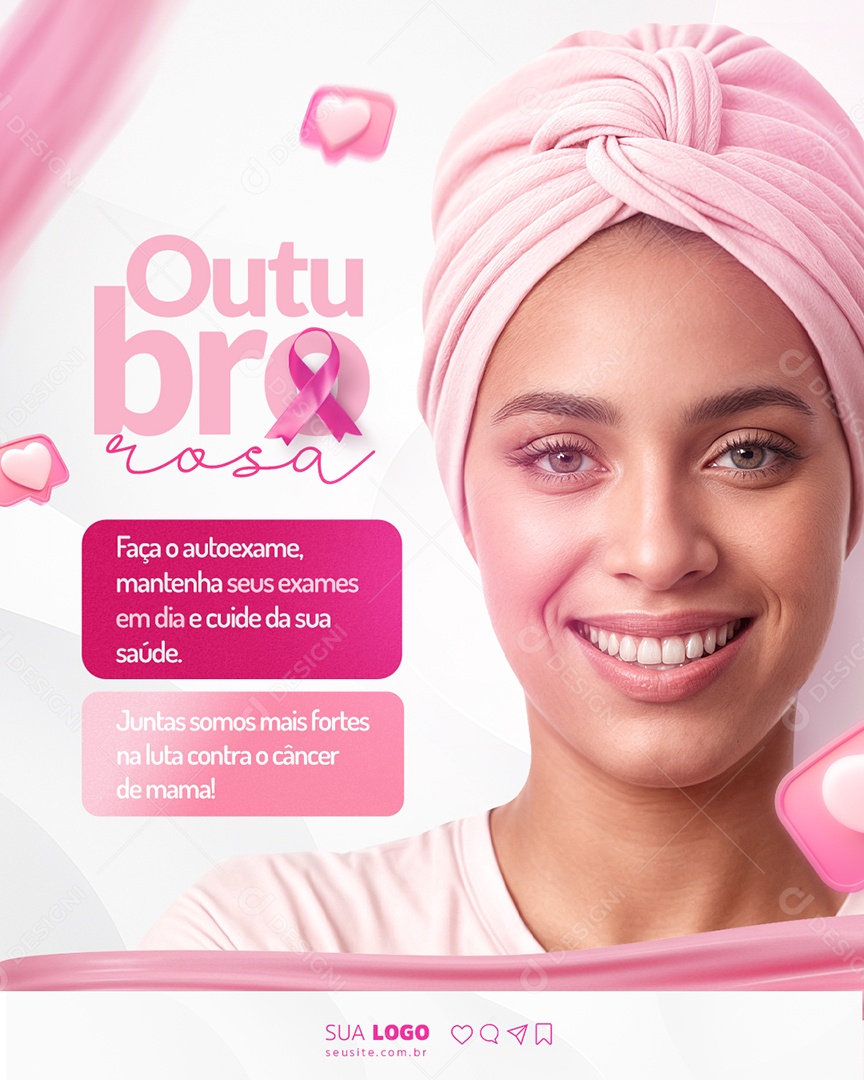 Outubro Rosa Faça o Autoexame Social Media PSD Editável