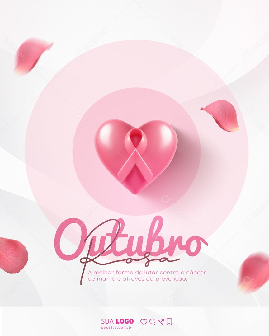 Outubro Rosa A Melhor Forma de Luta Contra o Câncer Social Media PSD Editável