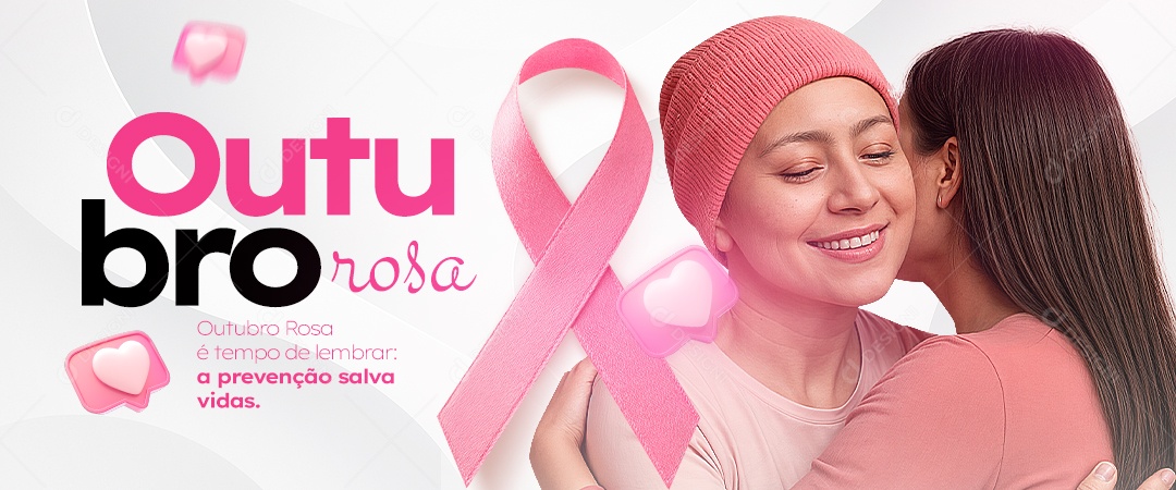 Banner Outubro Rosa é Tempo de Lembrar a Prevenção Salva Vidas Social Media PSD Editável