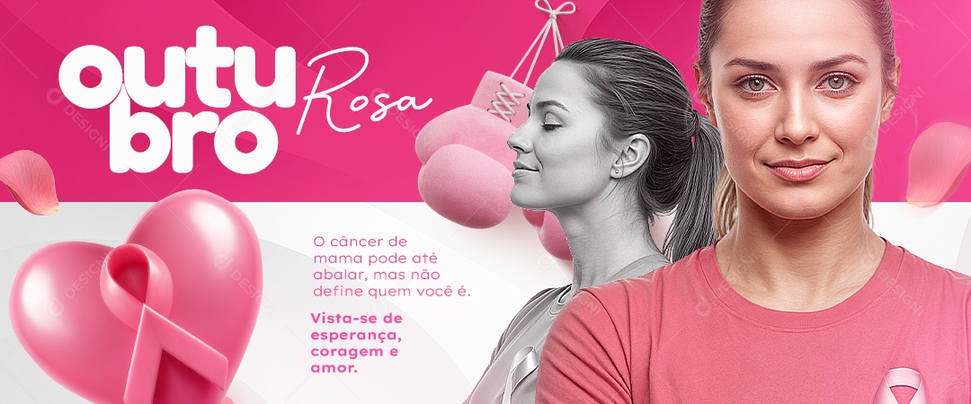 Banner Outubro Rosa O Câncer de Mama Pode Até Abalar Social Media PSD Editável