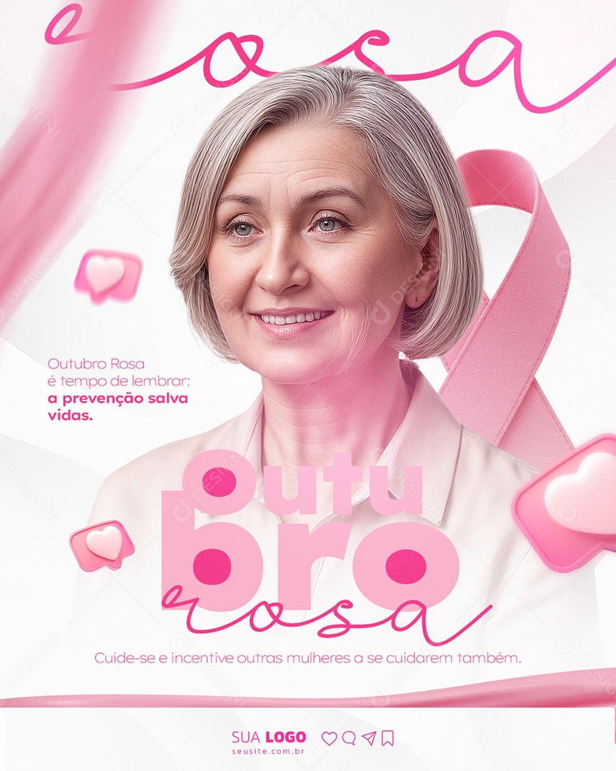 Outubro Rosa é Tempo de Lembrar Social Media PSD Editável