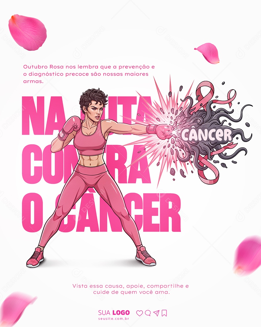 Outubro Rosa Na Luta Contra o Câncer Social Media PSD Editável