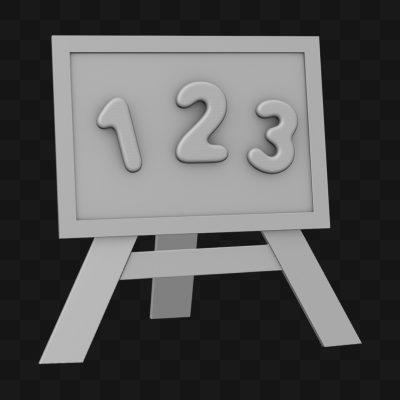 Quadro Negro e Cavalete - Modelo 3D