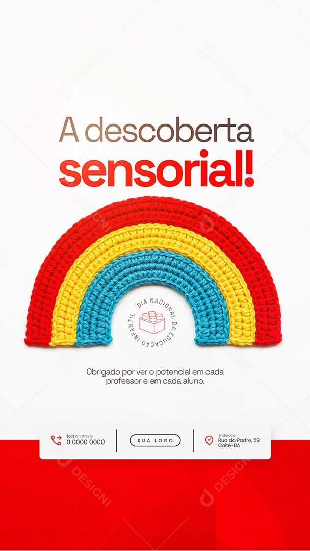 A descoberta sensorial Dia Nacional da Educação Infantil Story Social Media PSD Editável