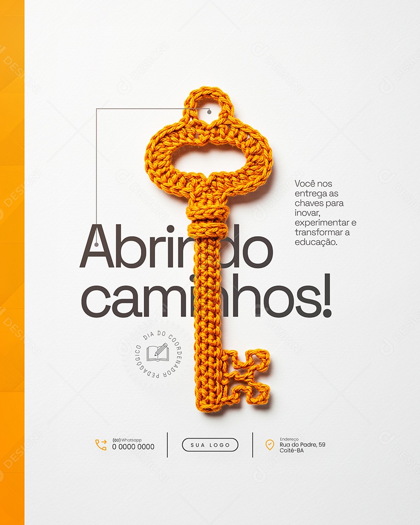 Abrindo caminhos Dia do Coordenador Pedagógico Feed Social Media PSD Editável