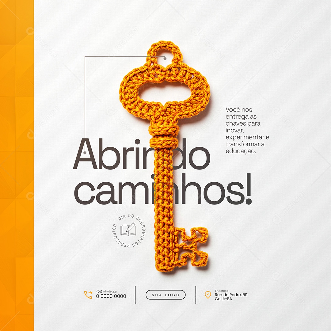 Abrindo caminhos Dia do Coordenador Pedagógico Social Media PSD Editável