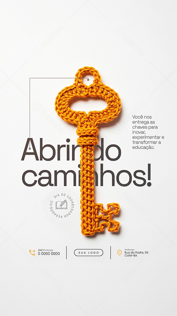 Abrindo caminhos Dia do Coordenador Pedagógico Story Social Media PSD Editável