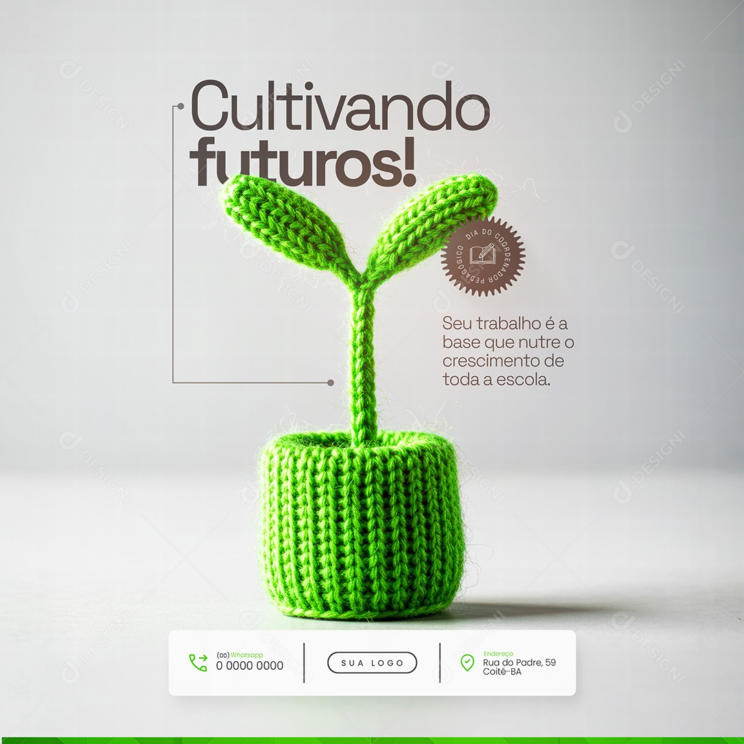 Cultivando futuros Dia do Coordenador Pedagógico Social Media PSD Editável