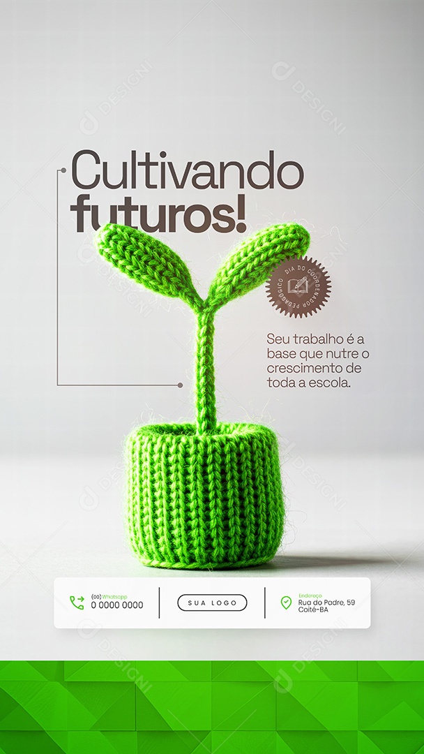 Cultivando futuros Dia do Coordenador Pedagógico Story Social Media PSD Editável