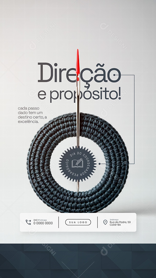 Direção e propósito Dia do Coordenador Pedagógico Story Social Media PSD Editável