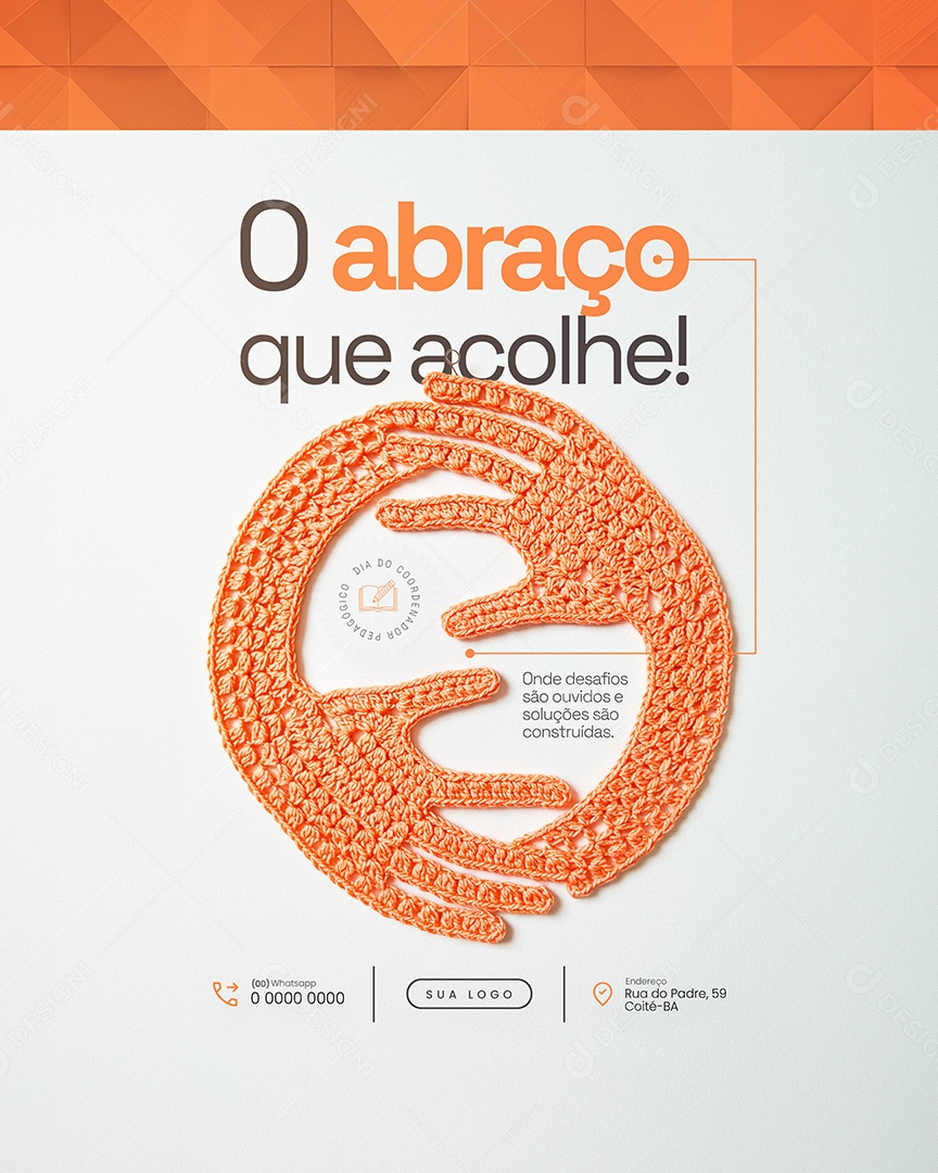 O abraço que acolhe Dia do Coordenador Pedagógico Feed Social Media PSD Editável