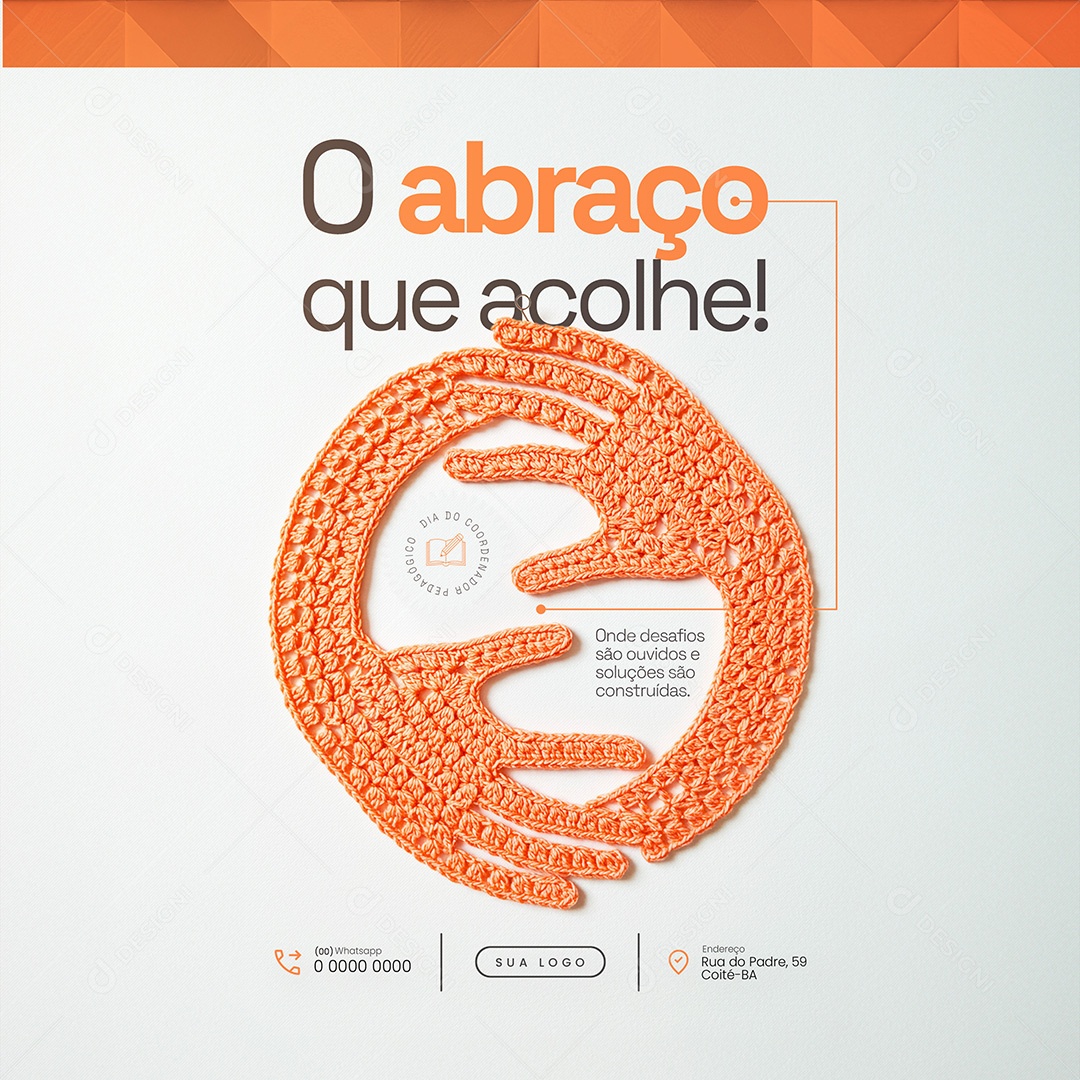 O abraço que acolhe Dia do Coordenador Pedagógico Social Media PSD Editável