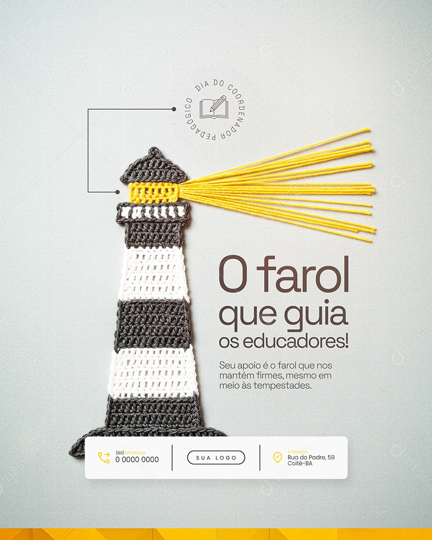 O farol que guia os educadores Dia do Coordenador Pedagógico Feed Social Media PSD Editável