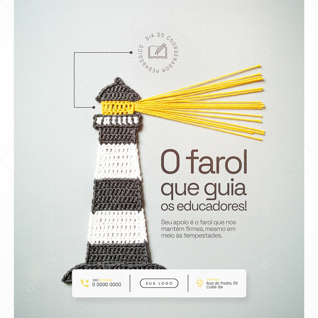 O farol que guia os educadores Dia do Coordenador Pedagógico Social Media PSD Editável