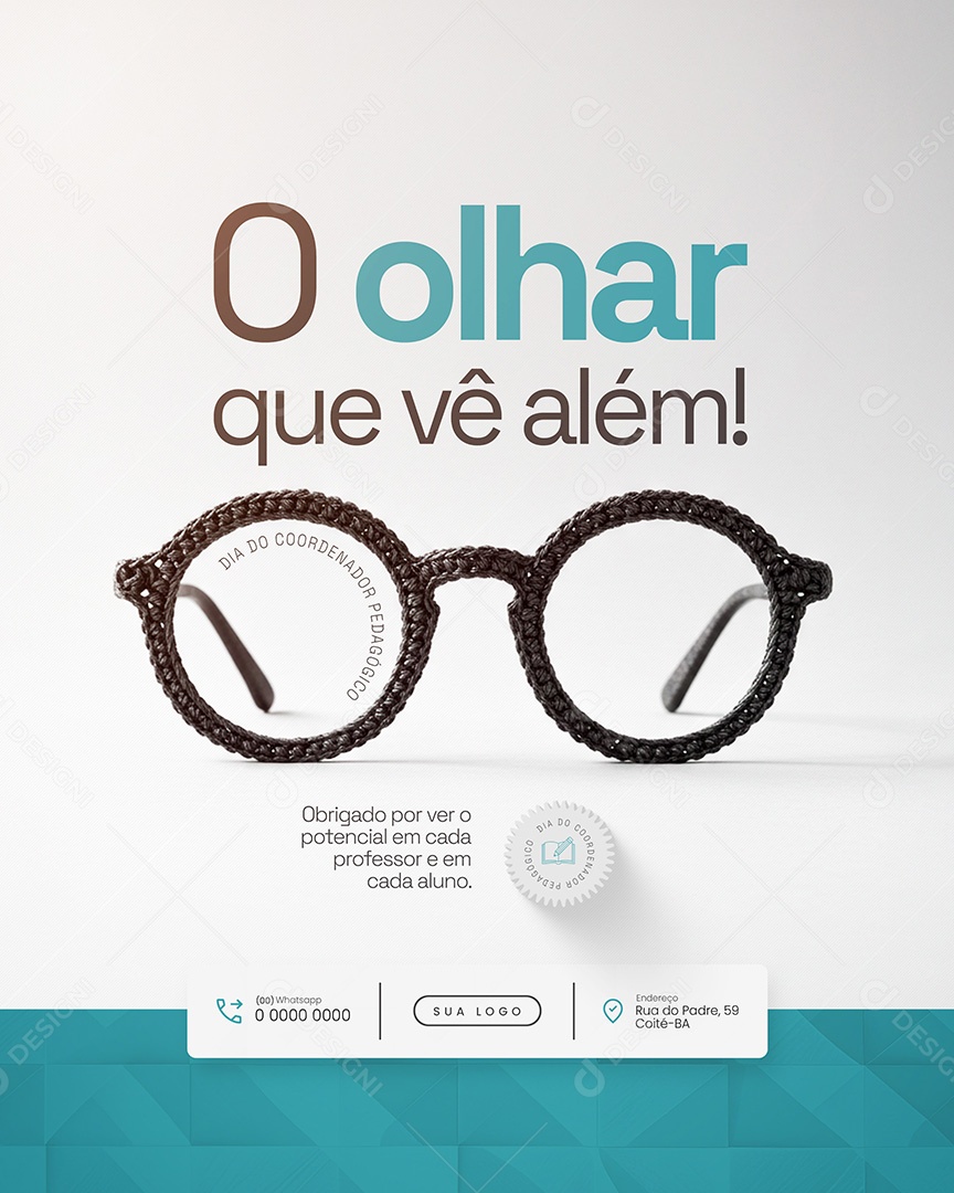 O olhar que vê além Dia do Coordenador Pedagógico Feed Social Media PSD Editável