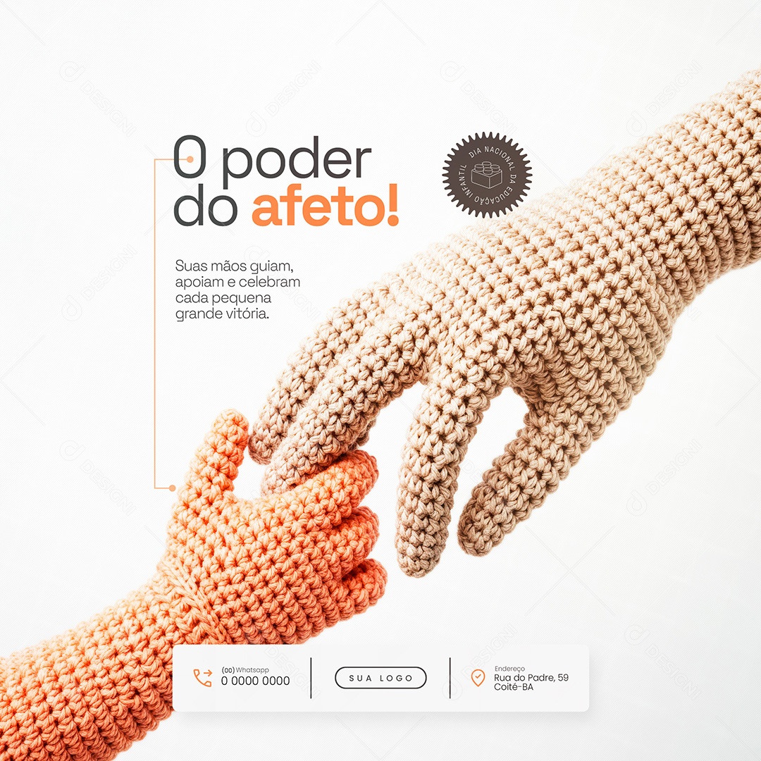 O poder do afeto Dia Nacional da Educação Infantil Feed Social Media PSD Editável