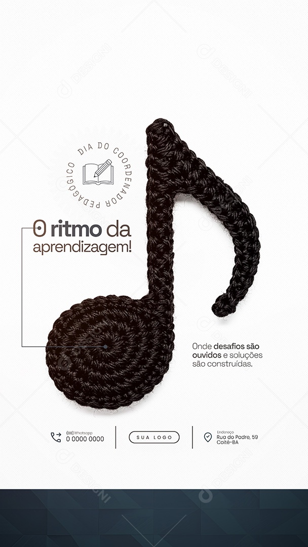 O ritmo da aprendizagem Dia do Coordenador Pedagógico Story Social Media PSD Editável