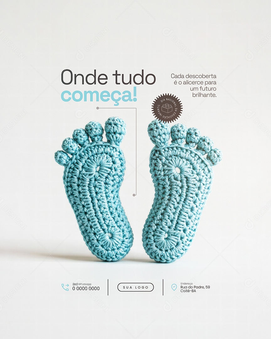 Onde tudo começa Dia Nacional da Educação Infantil Feed Social Media PSD Editável