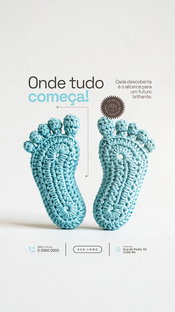 Onde tudo começa Dia Nacional da Educação Infantil Story Social Media PSD Editável