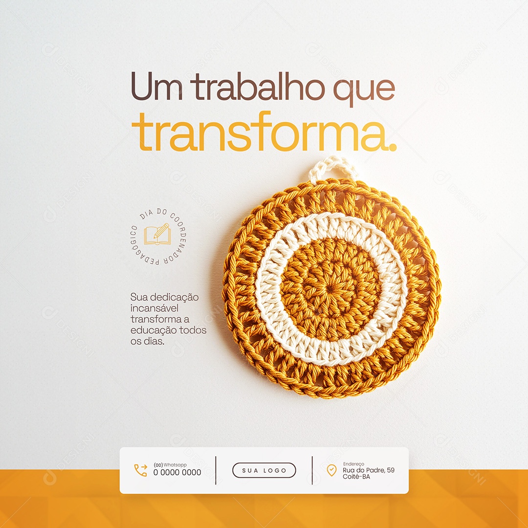 Um trabalho que transforma Dia do Coordenador Pedagógico Social Media PSD Editável