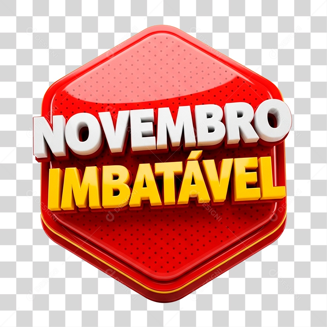 Selo 3D Novembro Imbatível para Composição PNG Transparente