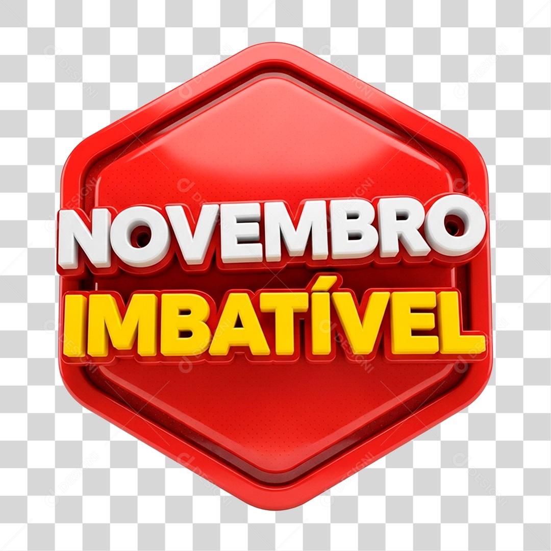 Selo 3D Novembro Imbatível para Composição PNG Transparente