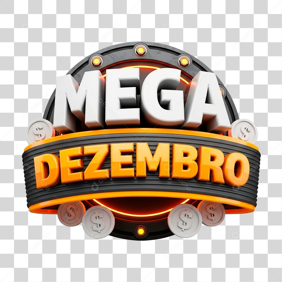 Selo 3D Mega Novembro para Composição PNG Transparente