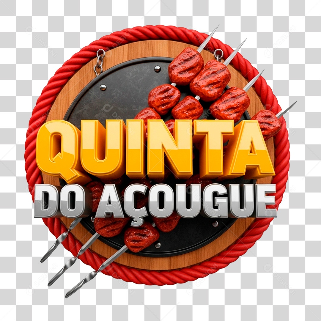 Selo 3D Quinta do Açougue PNG Transparente