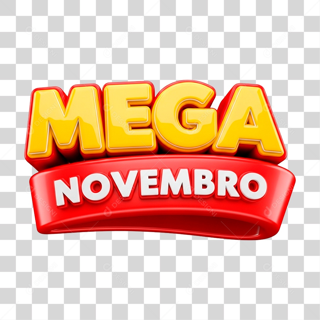 Selo 3D Mega Novembro para Composição PNG Transparente