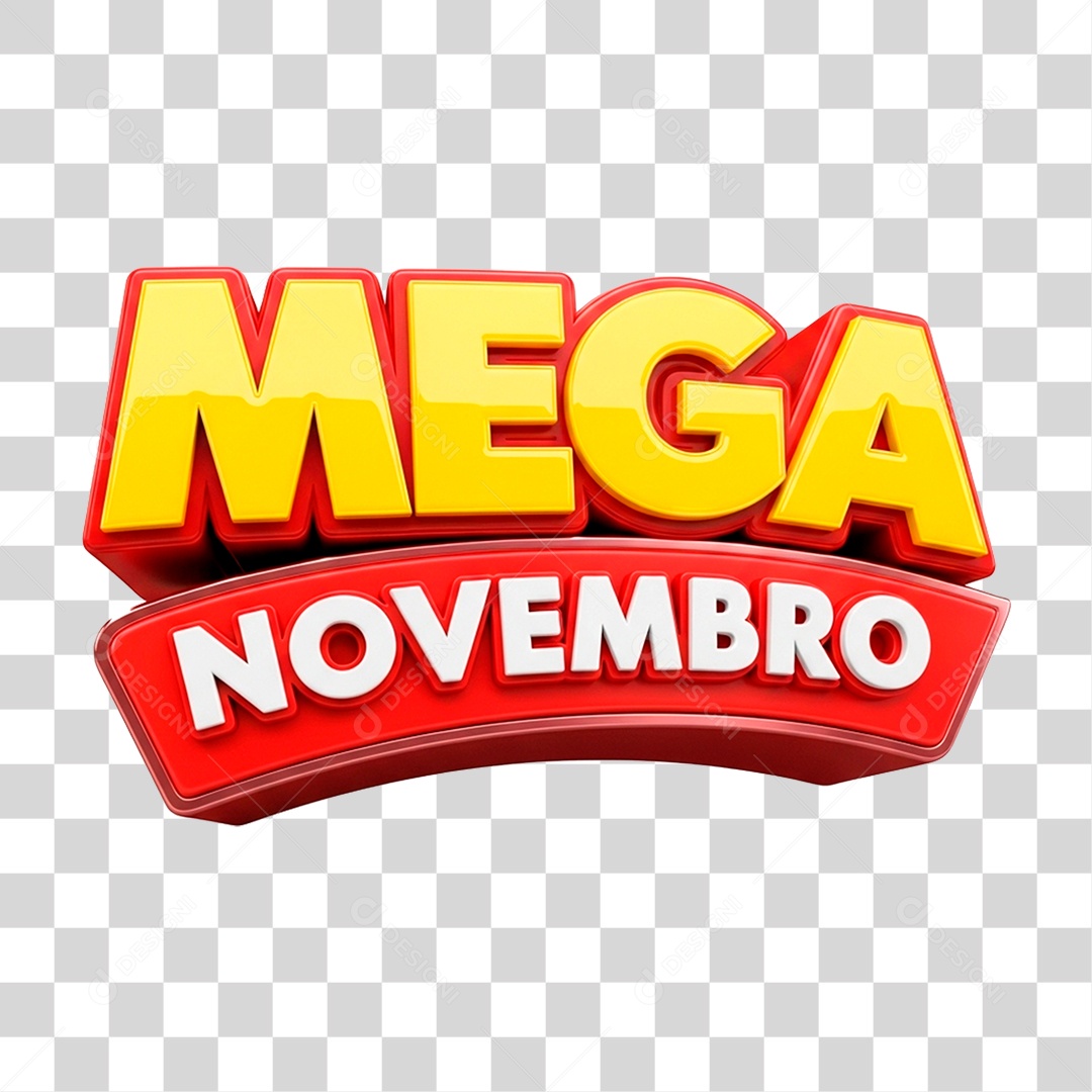 Selo 3D Mega Novembro para Composição PNG Transparente