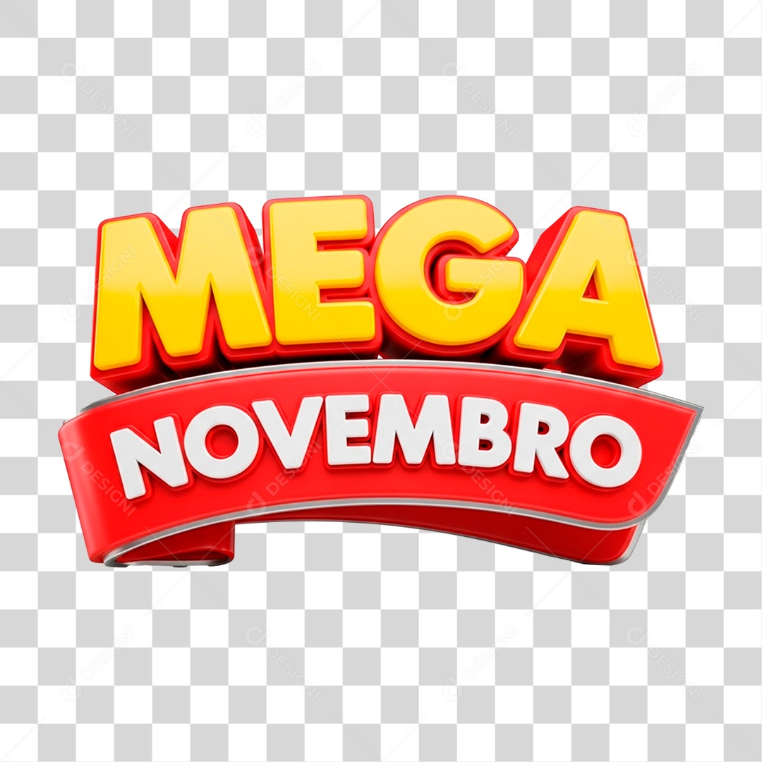 Selo 3D Mega Novembro para Composição PNG Transparente