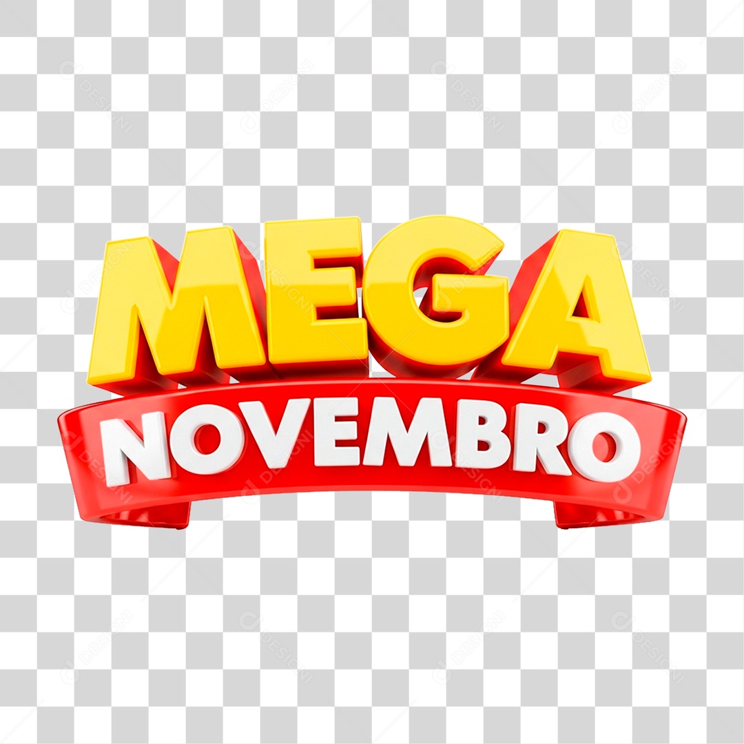Selo 3D Mega Novembro para Composição PNG Transparente