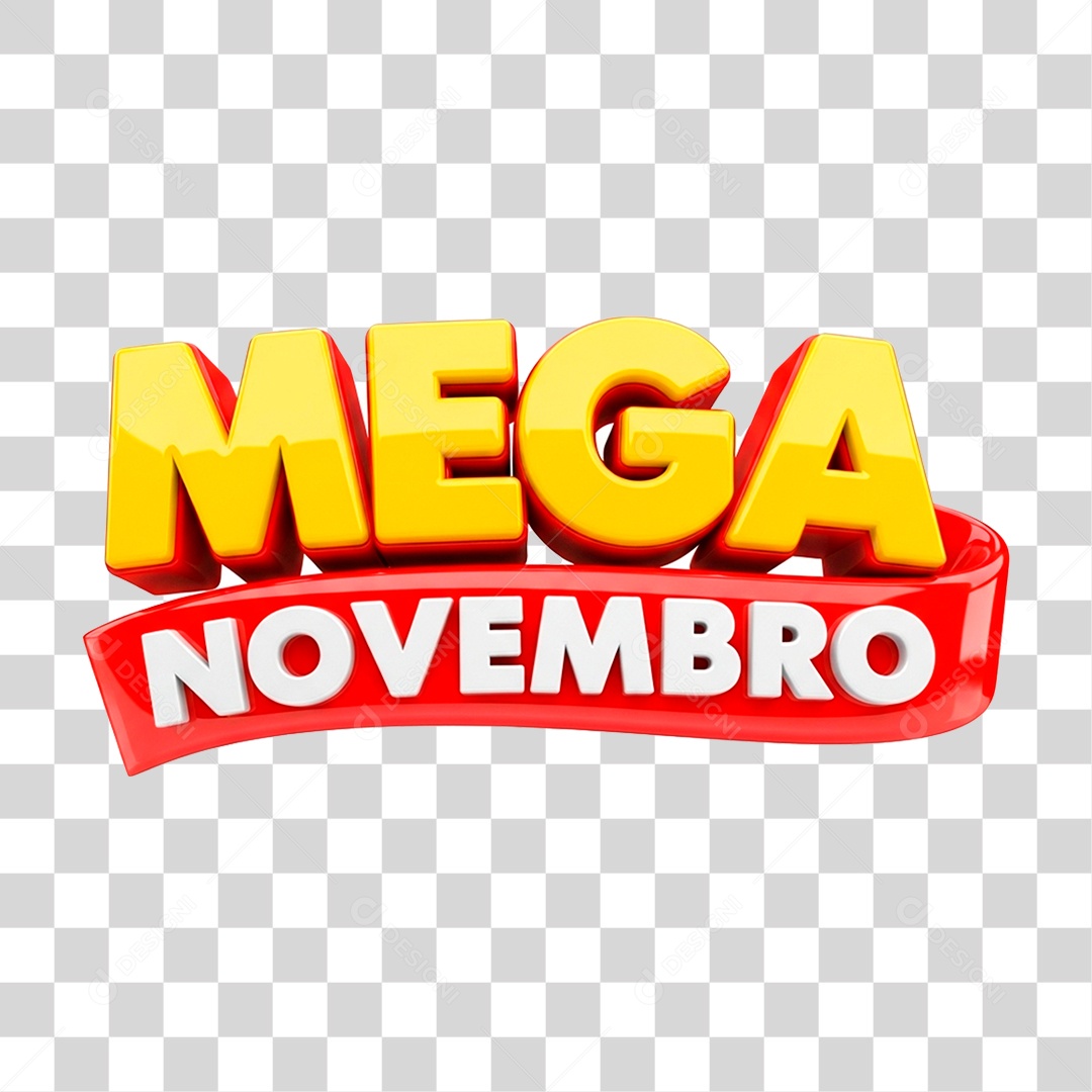 Selo 3D Mega Novembro para Composição PNG Transparente