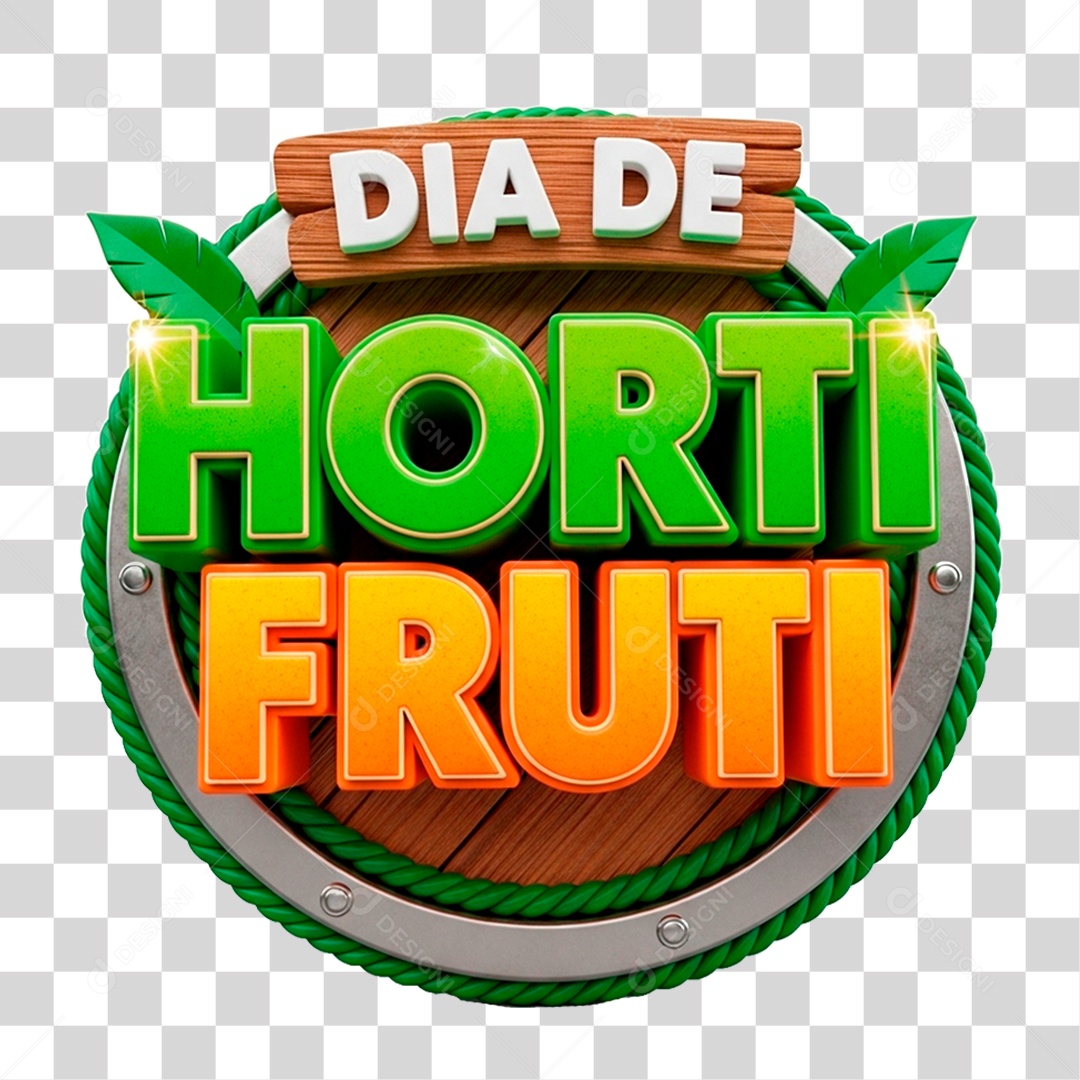 Selo 3D Dia de Hortifrúti PNG Transparente